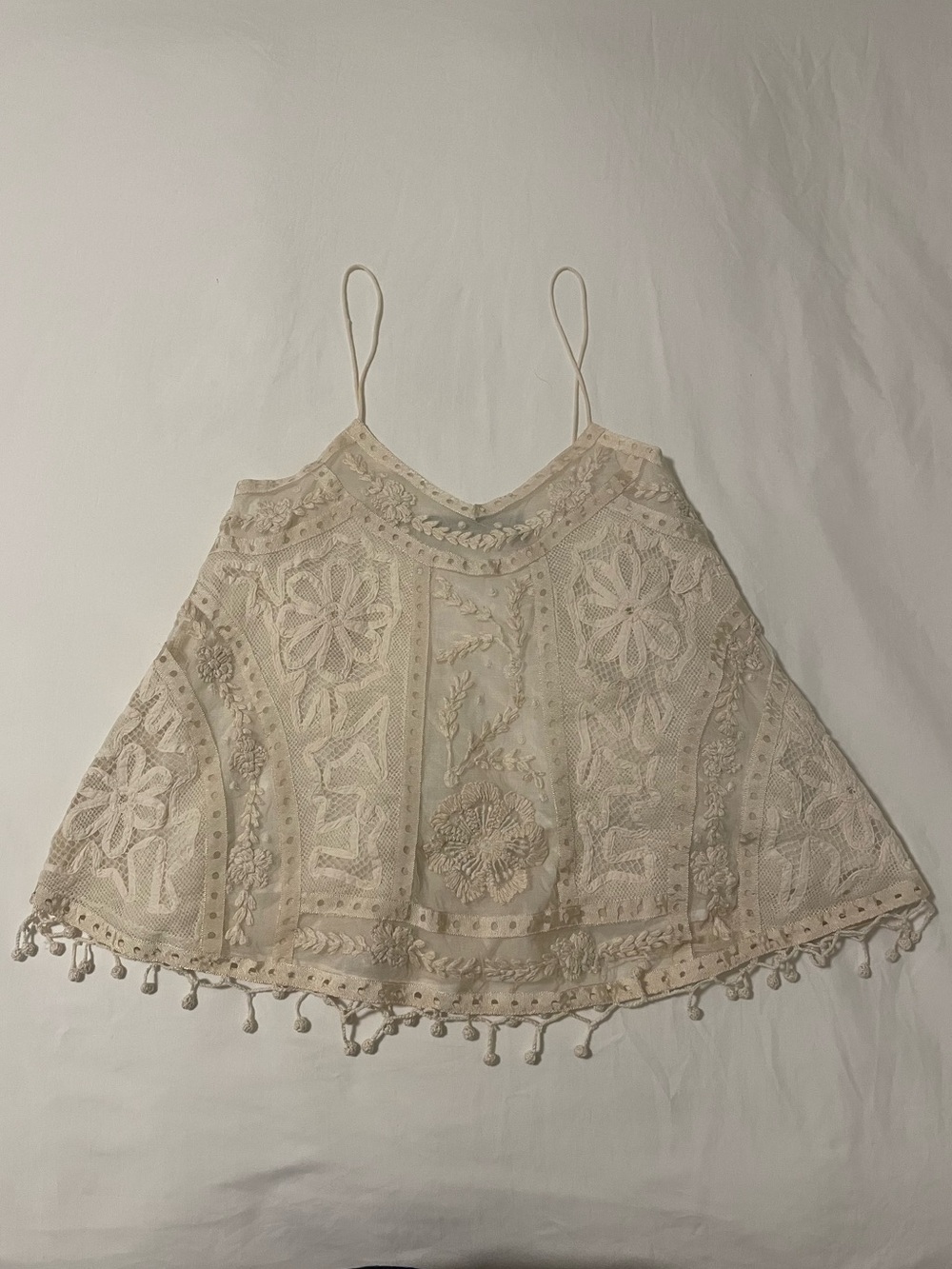 Topshop Cream Embroidered Lace Camisole
